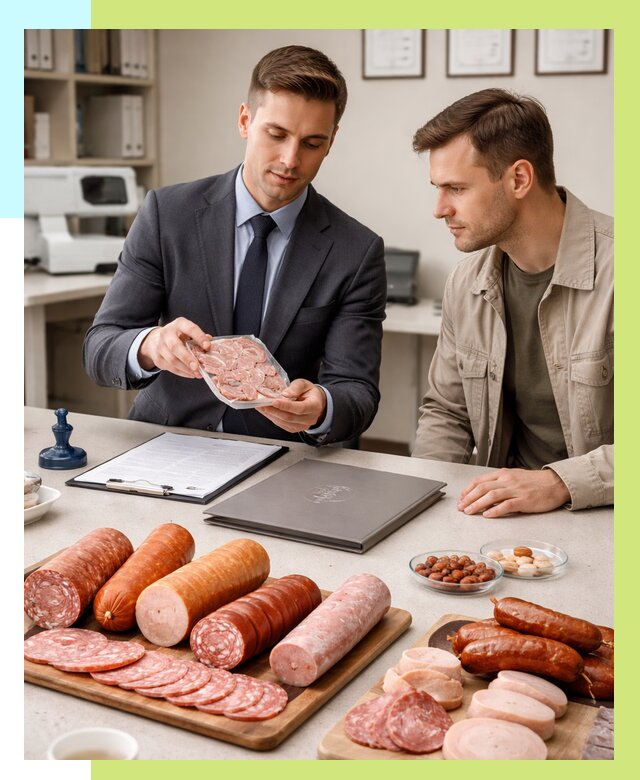 Сертификация колбасных изделий в Кохме от 7791 р. | Алешин-Кхм